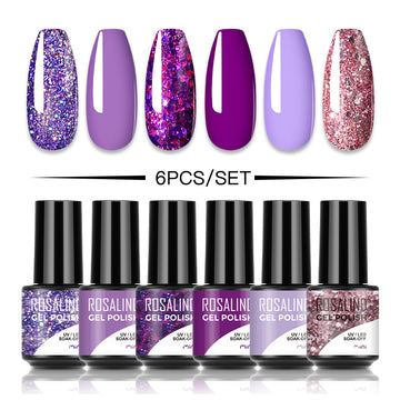 ROSALIND Soak Off Mini Gel Polish 6PCS Set Bright For Nail Art Design LED/UV Lamp